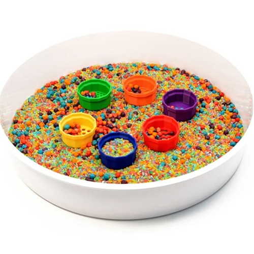 regenboogzeefjes small2 Set van zes Regenboogzeefjes Small van X-Creator in heldere kleuren – open einde en sensorisch speelgoed