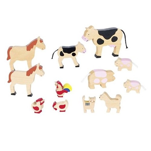 duurzaam-houten-speelgoed-goki-dieren. Houten boerderijdieren van Goki in verschillende dierenfiguren