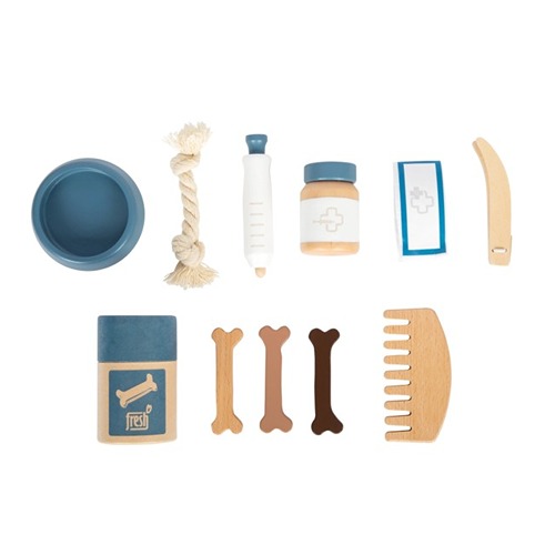 small-foot-hond-speelset-inhoud-overzicht Houten verzorgingsaccessoires voor hond – rollenspel