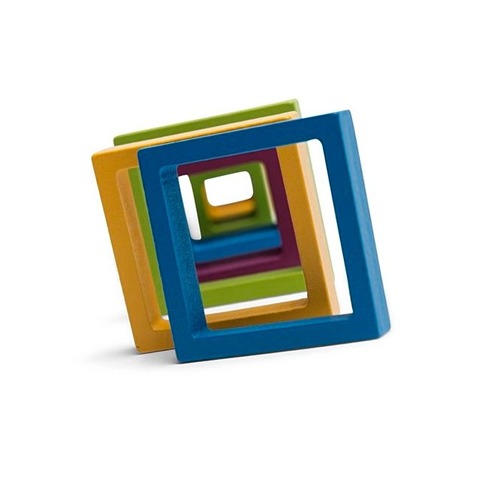 Detailfoto houten frames en gekleurde vormen BS Toys