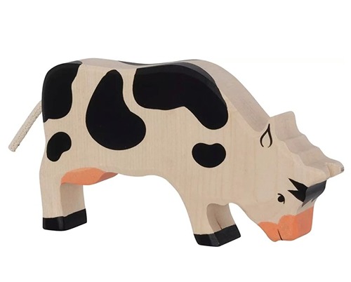 holztiger--houten-koe-duurzaam-educatief-speelgoed Van duurzaam hout handgemaakte koe waldorf geinspiteerd van Holztiger bij Het Speellab