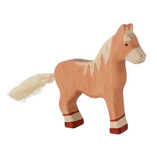 holztiger--houten-paard-staand-duurzaam-educatief-speelgoed Van duurzaam hout handgemaakte paard staand waldorf geinspiteerd van Holztiger bij Het Speellab