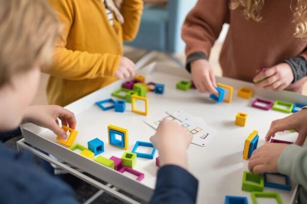 Montessori geïnspireerd bouwspel vormen en kleuren