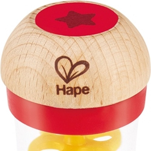 Veilig en duurzaam babyspeelgoed van Hape – rode regenmaker met rustgevend geluid