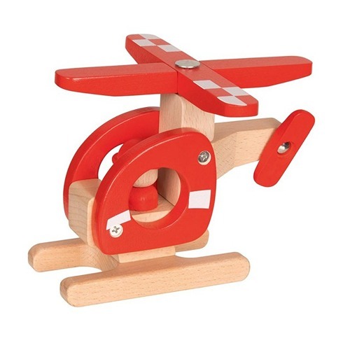 Goki houten helikopter rood duurzaam speelgoed voor peuters en kleuters bij het Speellab