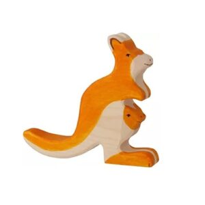 Holztiger-kangoeroe-houten-dier-15cm-80193 Houten handgemaakt dierfiguur Kangoeroe klein voor open einde spel. Duurzaam en fantasierijk speelgoed van Holztiger bij Het Speellab