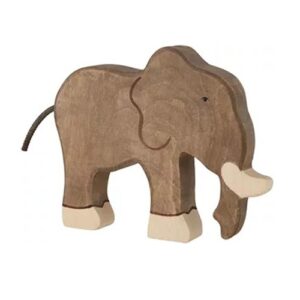 Holztiger-olifant-handgemaakt-houten-dier-19cm-80147 Houten handgemaakt dierfiguur Olifant 19 cm voor open einde spel. Duurzaam en fantasierijk speelgoed van Holztiger bij Het Speellab