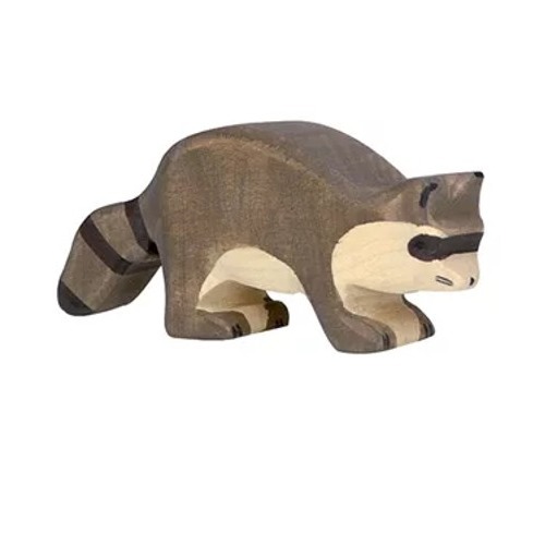 Holztiger-wasbeer-duurzaamhouten-dier-10cm-80190 Houten handgemaakt dierfiguur wasbeer voor open einde spel. Duurzaam en fantasierijk speelgoed van Holztiger bij Het Speellab