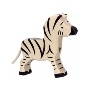 Holztiger-zebra-klein-handgemaakt-houten-dier-12cm-80153 Houten handgemaakt dierfiguur Zebra klein voor open einde spel. Duurzaam en fantasierijk speelgoed van Holztiger bij Het Speellab