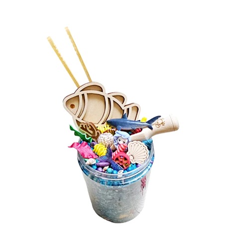 Sensoryfun-pourandplay-sensorisch-openeinde-oceaan Pot PourandPlay met inhoud zichtbaar in pot verkrijgbaar bij Het Speellab