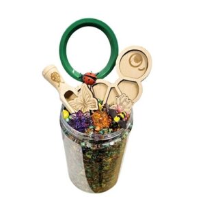 Sensoryfun-sensorisch-materiaal-kriebelbeestjes pot rijst en kikkererwten mix in thema insecten van sensoryfun