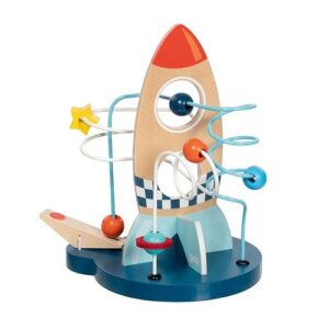 houten-motoriekspiraal-goki-raket-katapult Goki houten motoriekspiraal raket met katapult speelgoed