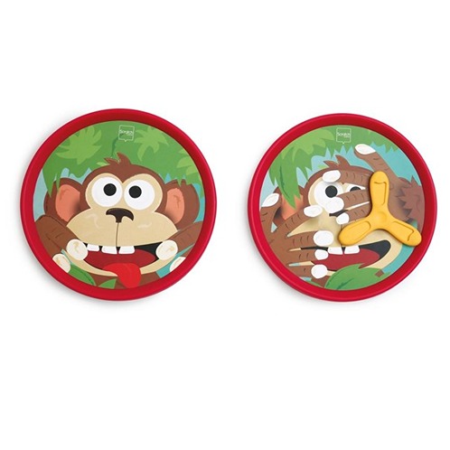 Scratch Hand-Disker Duo Funny Monkey magnetisch werpspel voor kinderen. Op de foto de disks