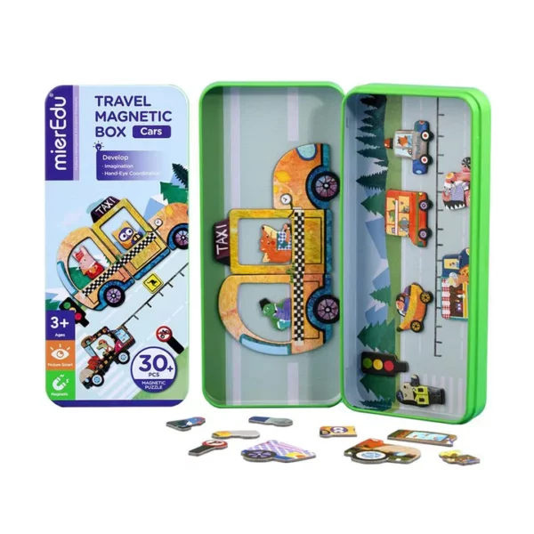MierEdu Magnetische Puzzeldoos Voertuigen – Creatief Speelgoed voor Onderweg & Thuis