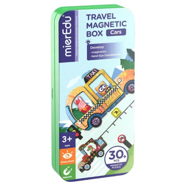 MierEdu Magnetische Puzzeldoos Voertuigen – Creatief Speelgoed voor Onderweg & Thuis