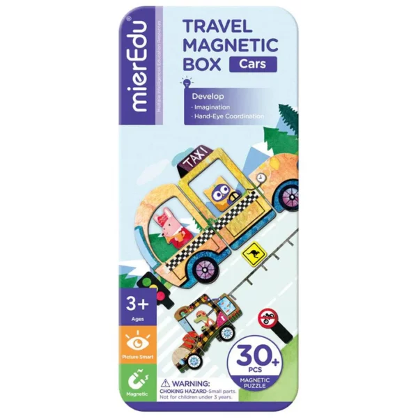MierEdu Magnetische Puzzeldoos Voertuigen – Creatief Speelgoed voor Onderweg & Thuis