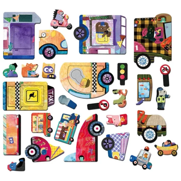 MierEdu Magnetische Puzzeldoos Voertuigen – Creatief Speelgoed voor Onderweg & Thuis